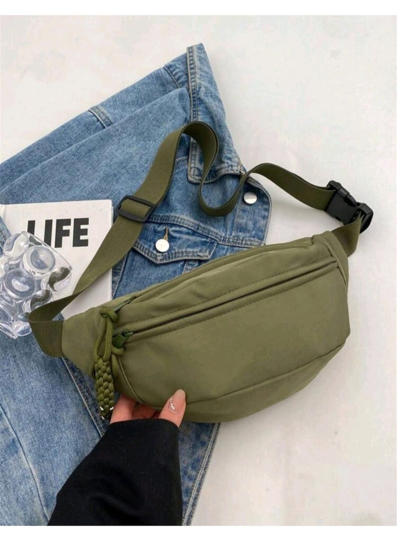 Shein Japanese Women Sports Chest Bag, Fashionable Korean Style Multi-Functional Casual Phone Waist Bag, - Image 1